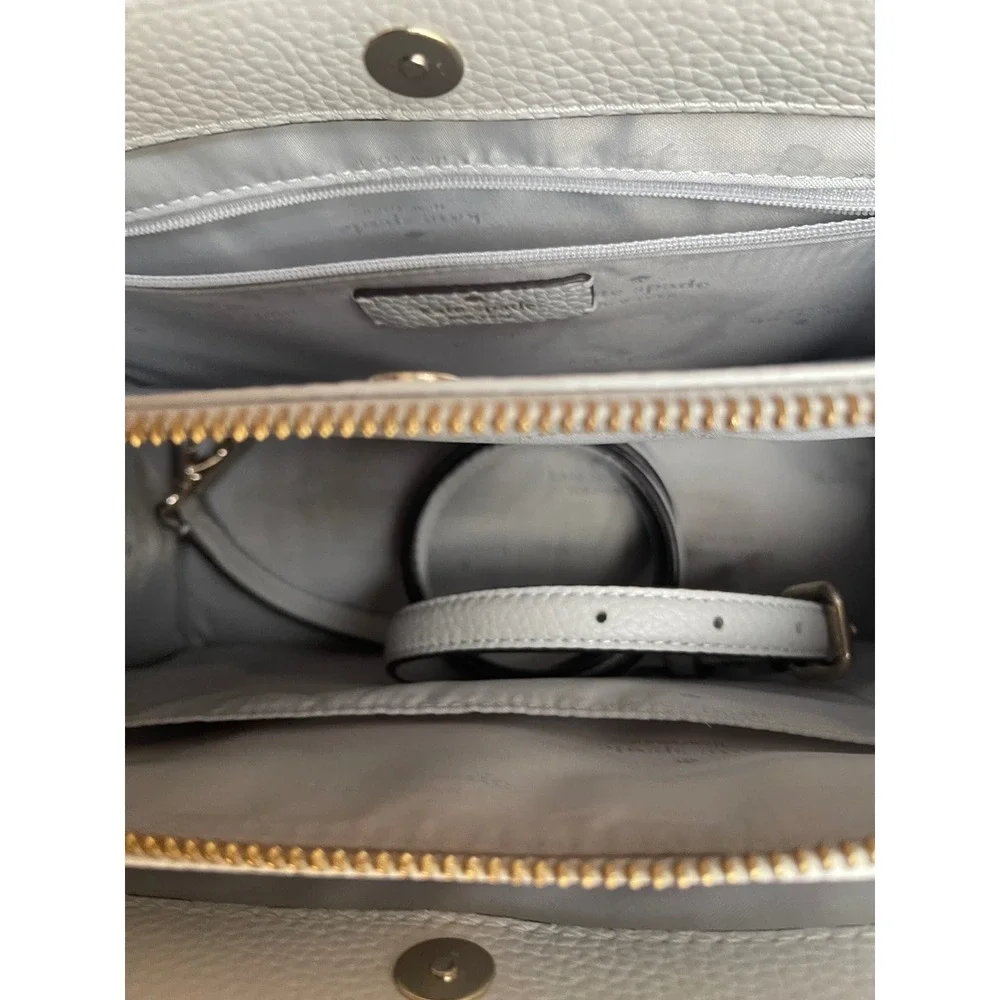 Kate Spade NY Staci Medium Satchel Light Grey Pebbled Leather Handbag WKRU6951 - Picture 5 of 5